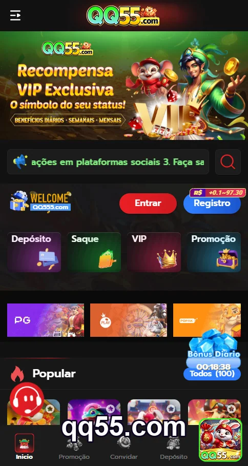 Jogue Onde Quiser com o Aplicativo Mobile - qq55.com